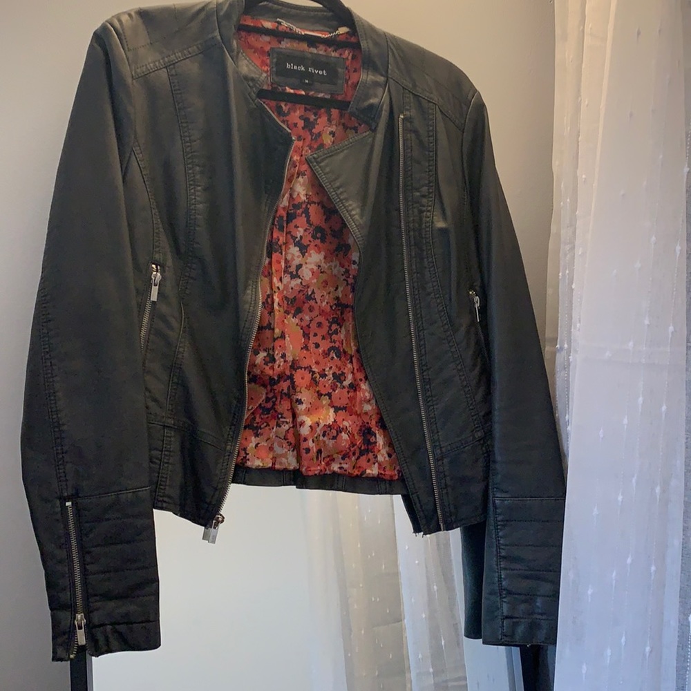 Grey faux-leather jacket